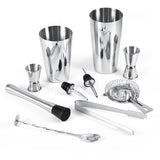 10-piece stainless steel cocktail set with 700ml shaker, bar accessories, silver - Front View