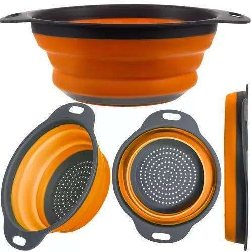 Collapsible Silicone Colander, Space Saving Kitchen Strainer, MultiColor, Practical for Dishwashing & Cooking
