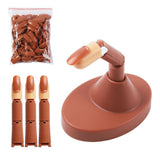 Practice Finger with Tips Nail Training Finger, Brown