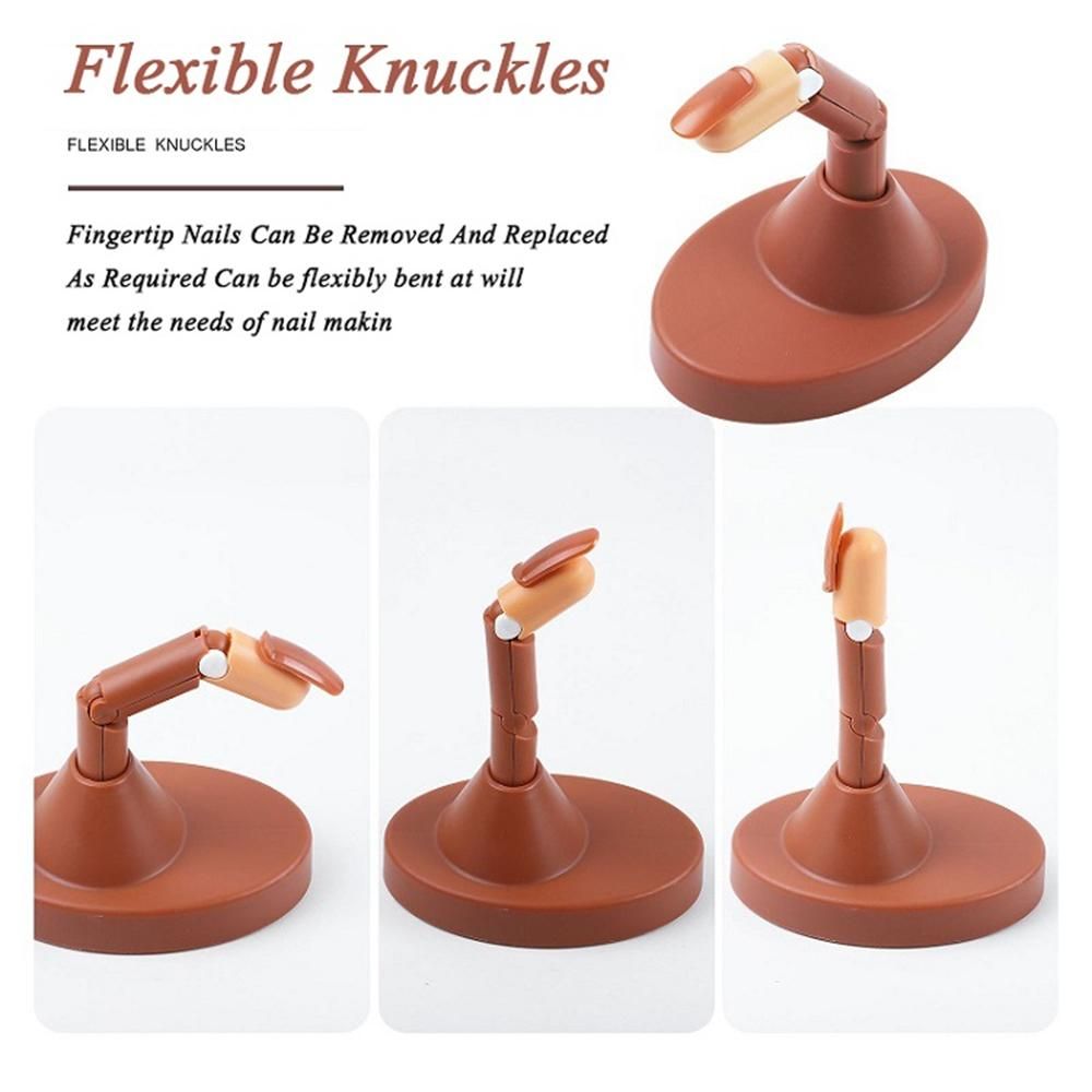 Practice Finger with Tips Nail Training Finger, Brown
