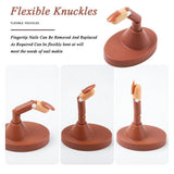 Practice Finger with Tips Nail Training Finger, Brown - Front View