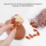 Practice Finger with Tips Nail Training Finger, Brown - Top-Down View