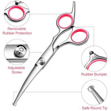 Curved Dog Scissors 19cm, Silver, Rounded Tip Pet Grooming Shears - Front View
