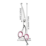 Curved Dog Scissors 19cm, Silver, Rounded Tip Pet Grooming Shears - 45-Degree Angle