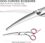 Curved Dog Scissors 19cm, Silver, Rounded Tip Pet Grooming Shears