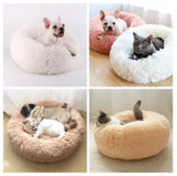 60cm Fluffy Dog Bed Cat Bed, Dark Grey - Side View
