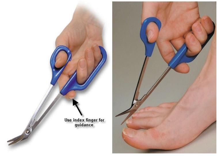 Blue extra long nail scissors with long handle