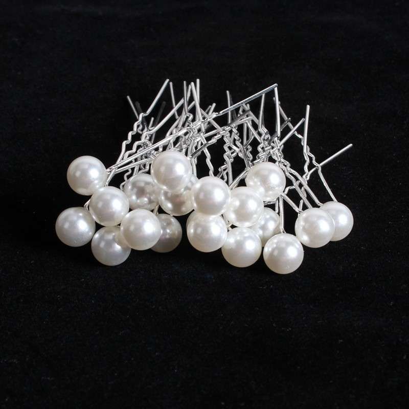 20 Pcs Wedding Hairpins with Pearls in White