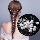 20 Pcs Wedding Hairpins with Pearls in White - Side View