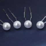 20 Pcs Wedding Hairpins with Pearls in White - Rear View