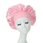 Pink satin sleep cap, bonnet for hair protection