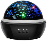 Galaxy Lamp Star Projector with Underwater Effect for Magical Atmosphere, Black - Top-Down View