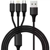 3-in-1 Charging Cable Micro USB Lightning Type-C, Black