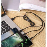 3-in-1 Charging Cable Micro USB Lightning Type-C, Black - Rear View
