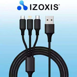 3-in-1 Charging Cable Micro USB Lightning Type-C, Black - Close-Up Angle