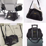 Pet Carrier Transport Bag, Black - Safe and Comfortable for Pets - Front View