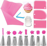 Pink tulle set 14 pieces with liquor bag, liquor tweezers, dough scraper