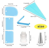 Blue Tulle Set with Liquor Bag, Liquor Tweezers, and Dough Scraper, 14 Pieces - 45-Degree Angle