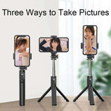 Bluetooth Mobile Stand P20S with Remote Control, Extendable, Compatible with iPhone Samsung - Front View