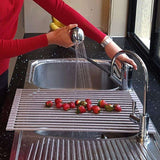 Foldable Stainless Steel Dish Rack, Silver