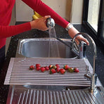 Foldable Stainless Steel Dish Rack, Silver