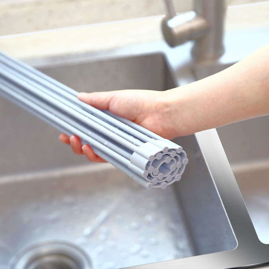 Foldable Stainless Steel Dish Rack, Silver