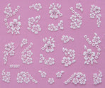 White nail decorations flowers stickers, 10 sheets