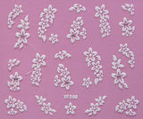 White nail decorations flowers stickers, 10 sheets