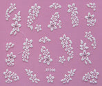 White nail decorations flowers stickers, 10 sheets