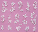 White nail decorations flowers stickers, 10 sheets