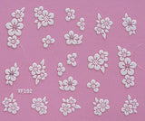 White nail decorations flowers stickers, 10 sheets - Close-Up Angle