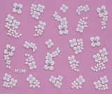 White nail decorations flowers stickers, 10 sheets - Low Angle