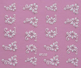 White nail decorations flowers stickers, 10 sheets