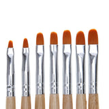 7pcs Acrylic Nail Brushes with Wood Handle - Top-Down View