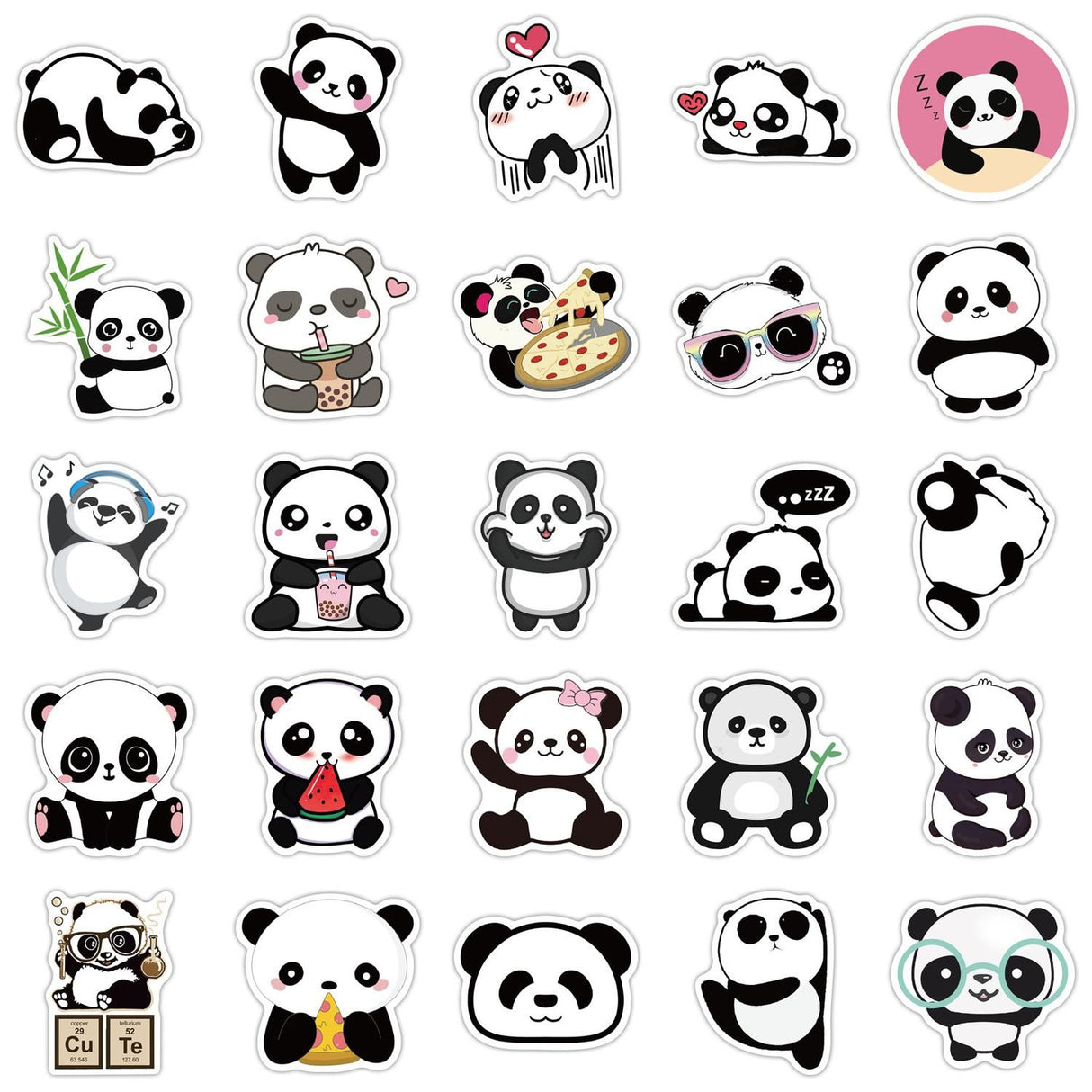 50pcs Graffiti Stickers Waterproof MultiColor Animal Design for Laptop Skate, Compatible with Panda