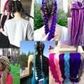 6 Giant Braids, Gradient Reggae Braids, Brown - Rear View