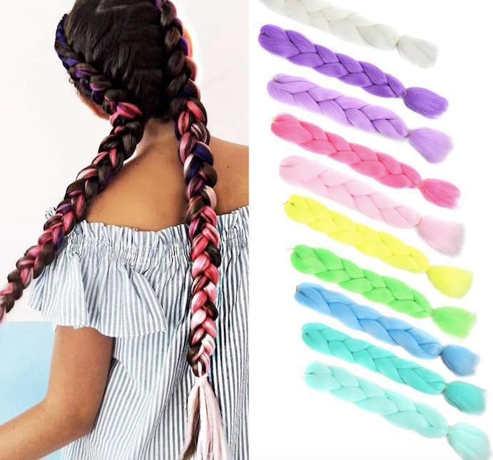 Gradient reggae braids in Lime Green, 6 giant braids