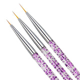 3pcs Nail Art Brushes, Pink