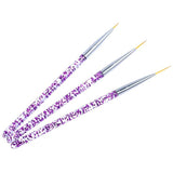 3pcs Nail Art Brushes, Pink - Front View