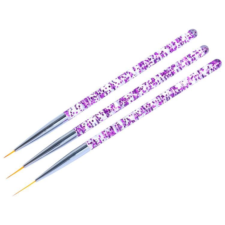 3pcs Nail Art Brushes, Pink