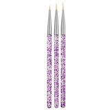 3pcs Nail Art Brushes, Pink - Top-Down View