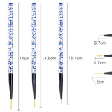 3pcs Nail Art Brushes, Pink - 45-Degree Angle