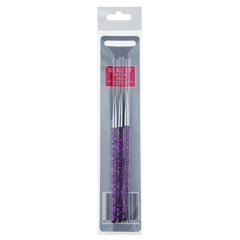 3pcs Nail Art Brushes, Pink