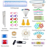 Crochet hooks knitting kit with markers and tape measure, multicolor - Front View