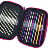 Crochet hooks knitting kit with markers and tape measure, multicolor - Top-Down View