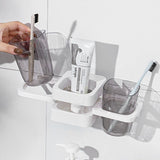 White Multifunctional Toothbrush Holder and Organizer - 45-Degree Angle