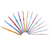 14pcs Aluminum Crochet Hooks, Multicolor Knitting Kit - Top-Down View