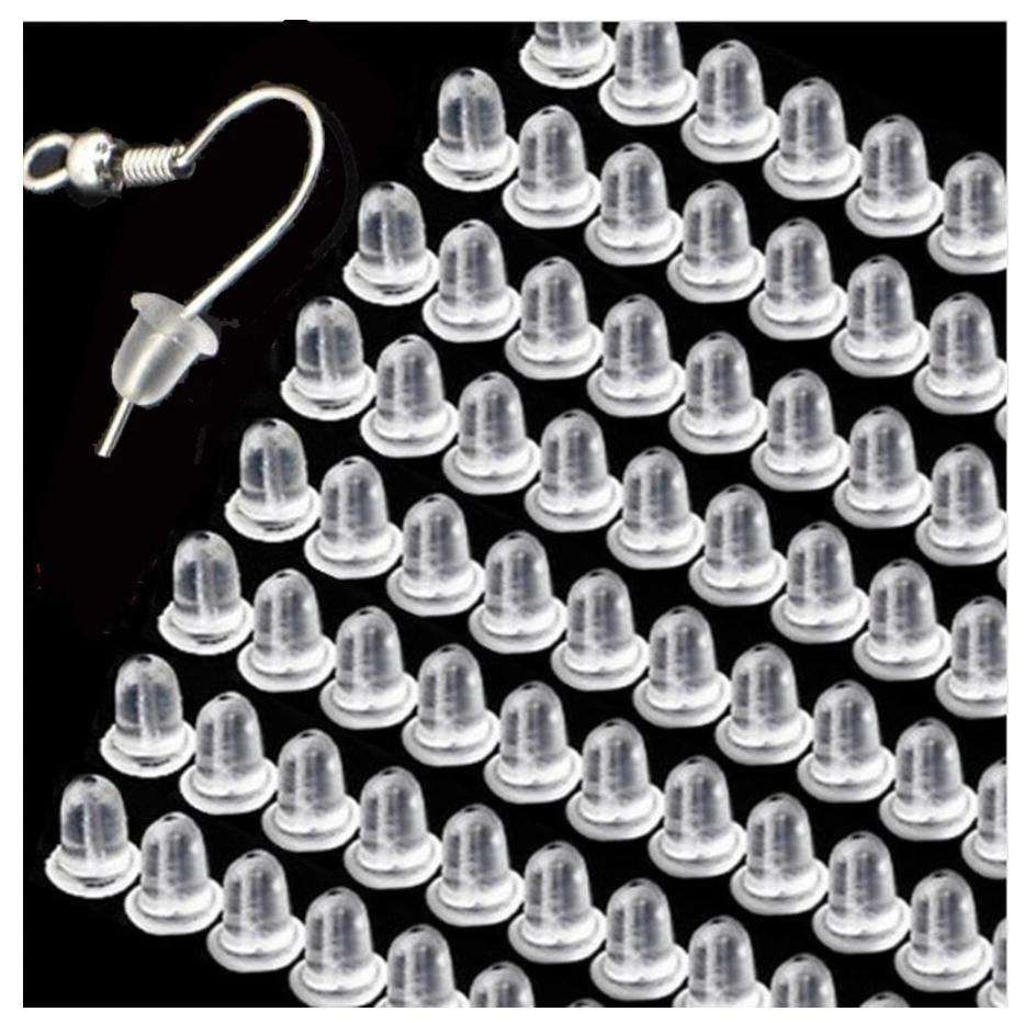 50pcs Earring Backs, Nickel-Free Latex Transparent