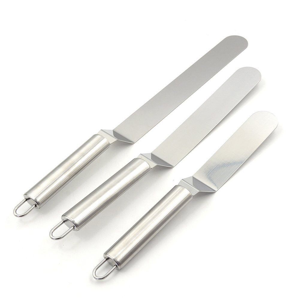 3 Pcs Silver Palette Knife Spatula for Cake Decorations