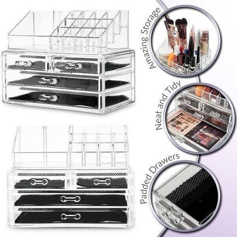Acrylic Makeup Organizer 4 Drawers Transparent Makeup Stand